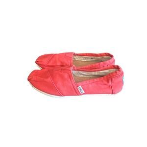 TOMS Red cotton canvas alpargata slip on flats sneakers size 6.5